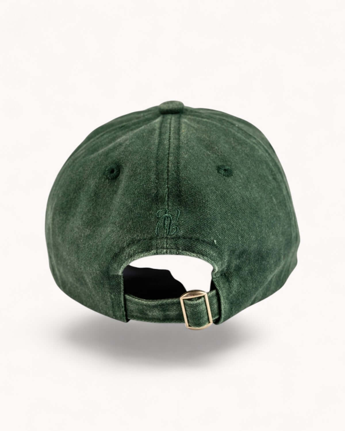 Back of Forest Green cap showing adjustable strap close-up