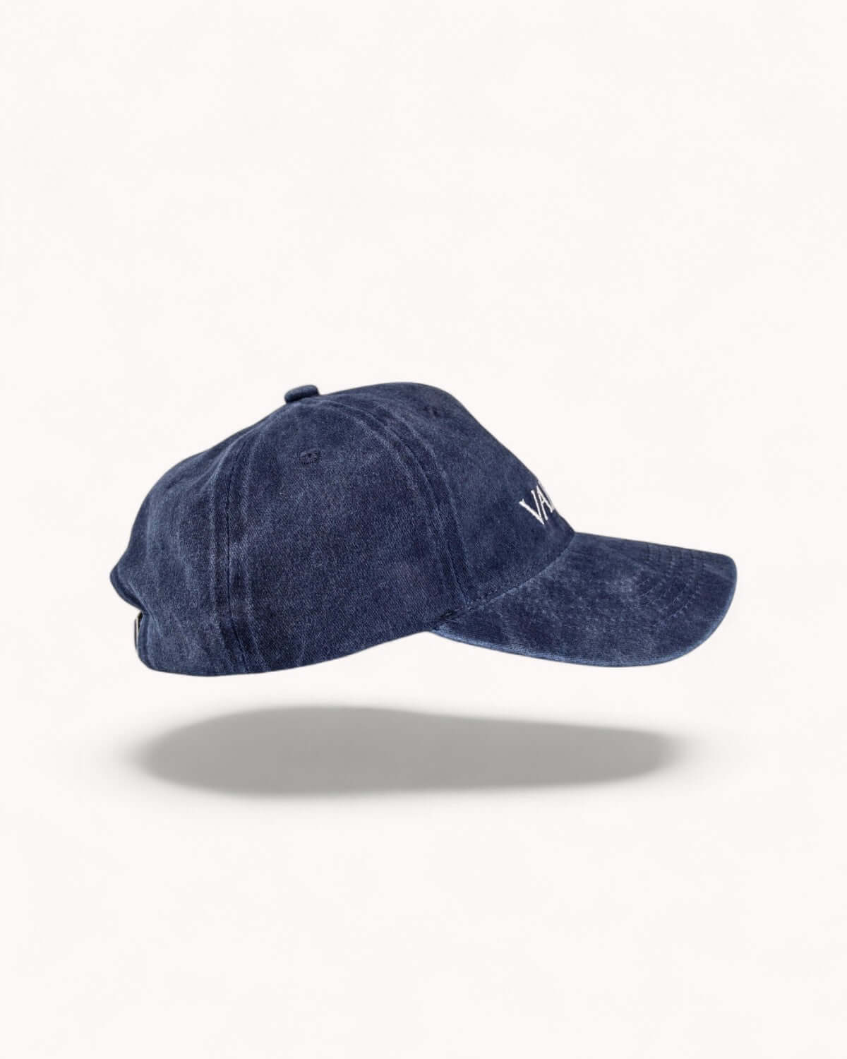 Right side profile of Midnight Navy vintage cap on white backdrop