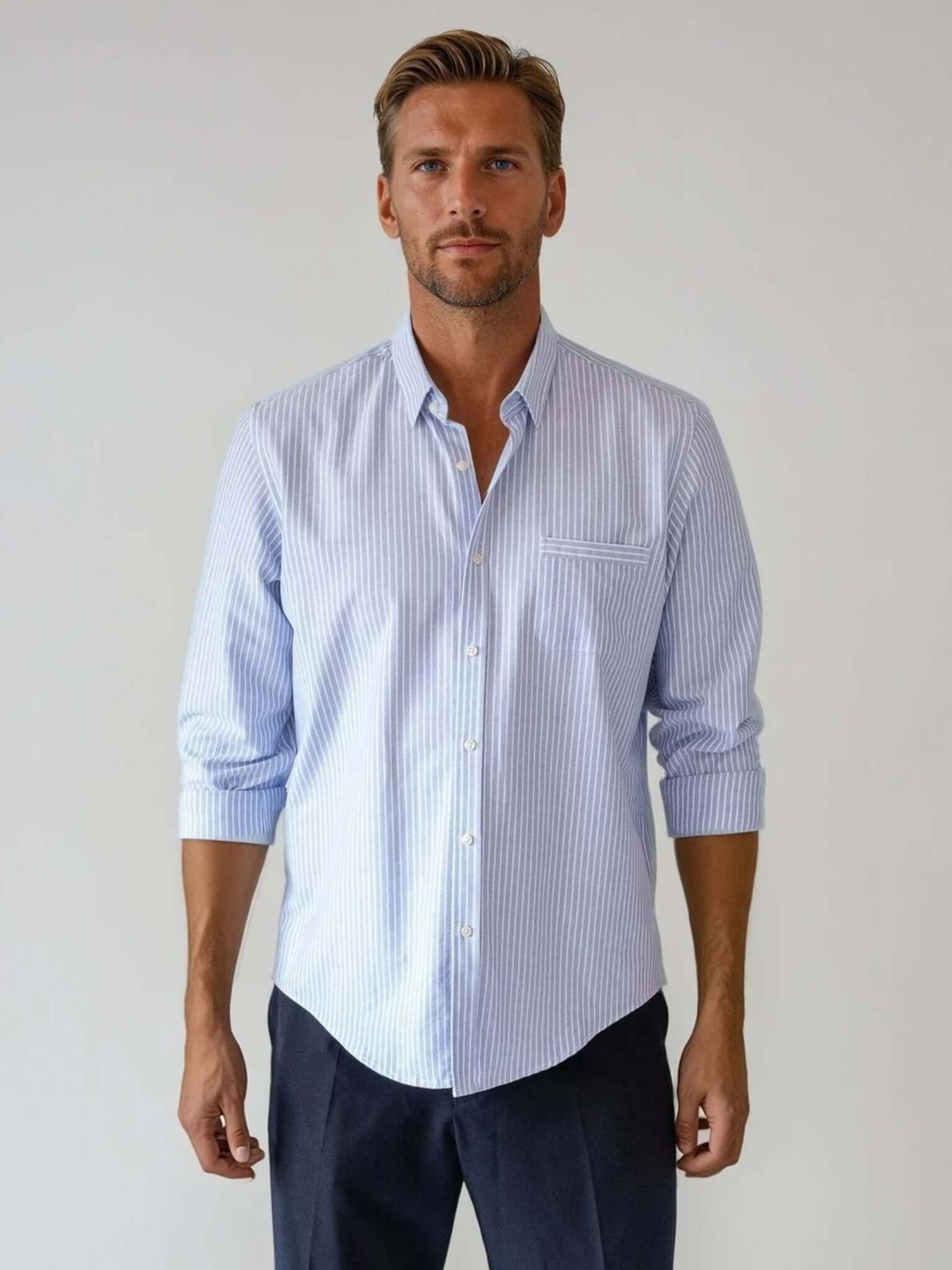 Relaxed Fit Oxford Shirt - Blue Stripe – VARRO